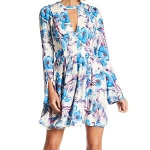 Free People Boho floral bell sleeve mini dress
